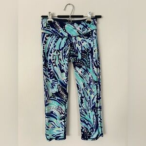 Lilly Pulitzer Cropped Luxletic Leggings Blue and Teal S